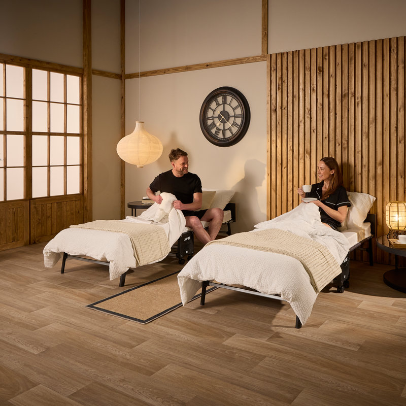 Jay-Be® RM80 Rollaway Folding Guest Bed with Memory Mattress, 360° Castors & Headboard, Single