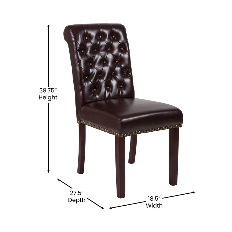 HERCULES Series Parsons Chair with Rolled Back, Accent Nail Trim, Brown, 1