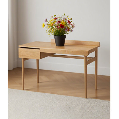 Bureau en bois massif avec cloison Wabi-Sabi