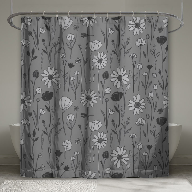 Rideaux de douche monochrome à motif floral très longs, L 70 po x H 72 po