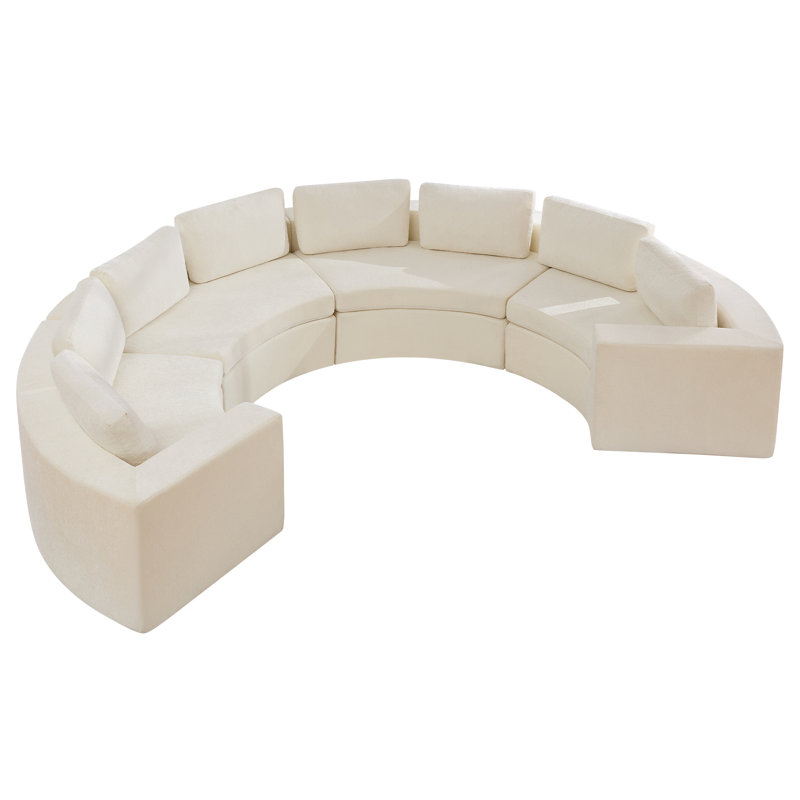 Canapé modulaire courbé Boneless, 4 à 12 places avec accoudoirs larges de 8,47 po, aucun assemblage requis, Blanc, 8