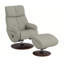 Fauteuil d'appoint Heisel avec pivot et repose-pieds, cuir fleur gris et base brune