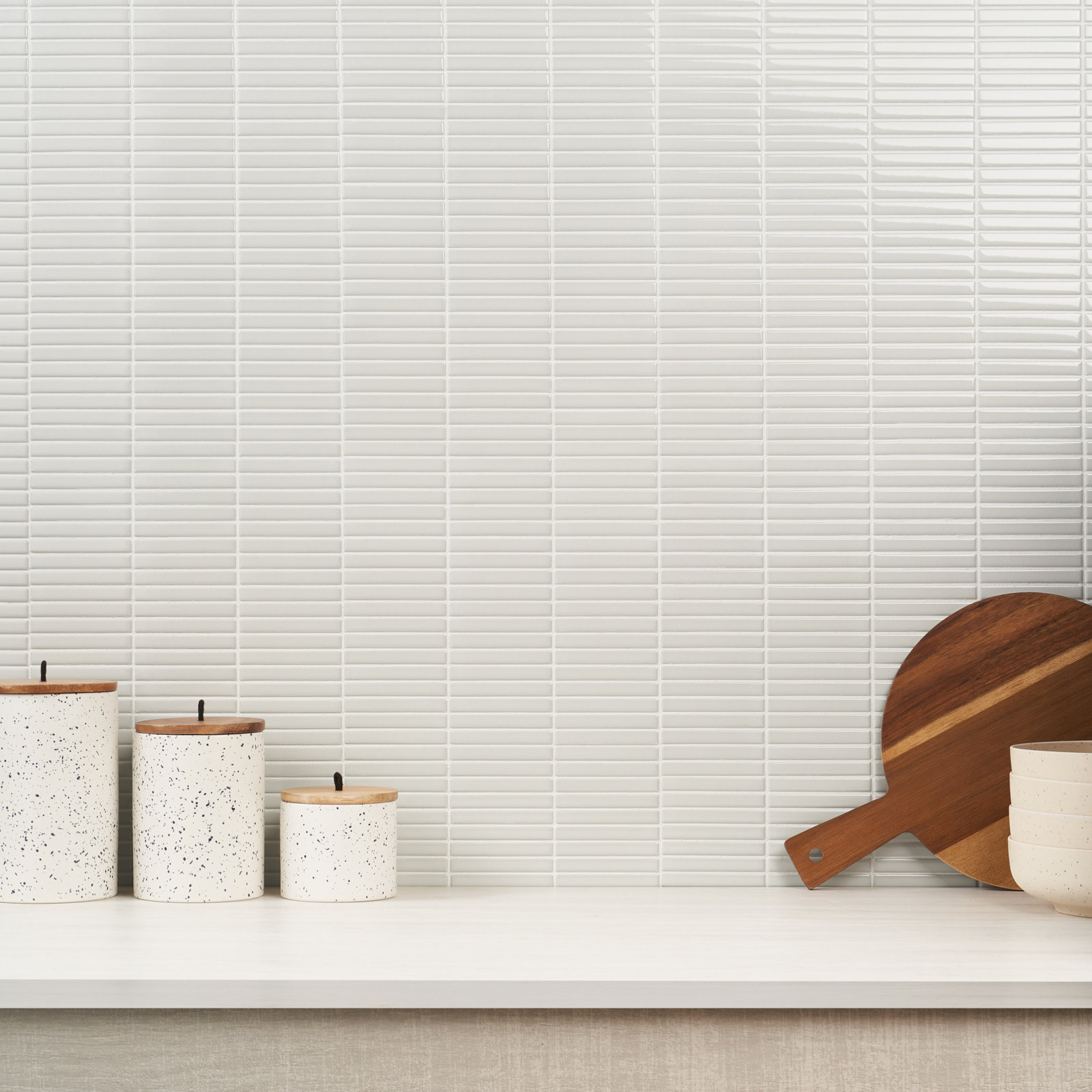11" x 12" Porcelain Mosaic Tile, White