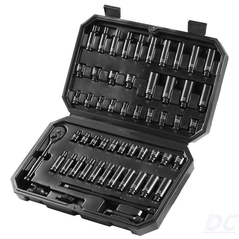 Impact Sockets Set 55Pcs 6-Point 1/4" Drive Bit Ratchet Tool Kit Case