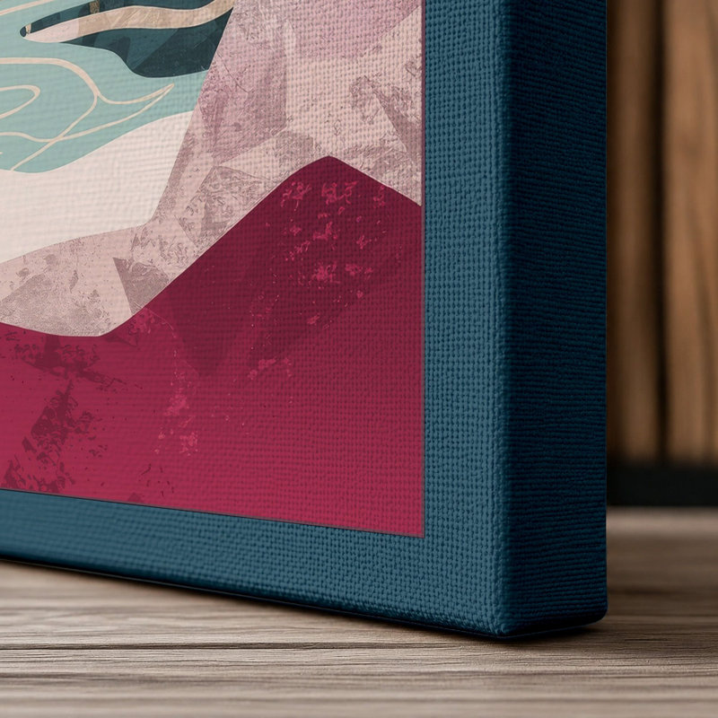 Cliffs Meet Sea Coastal - Wrapped Canvas, 36x24 - 91.4 x 61.0 cm, Teal Border