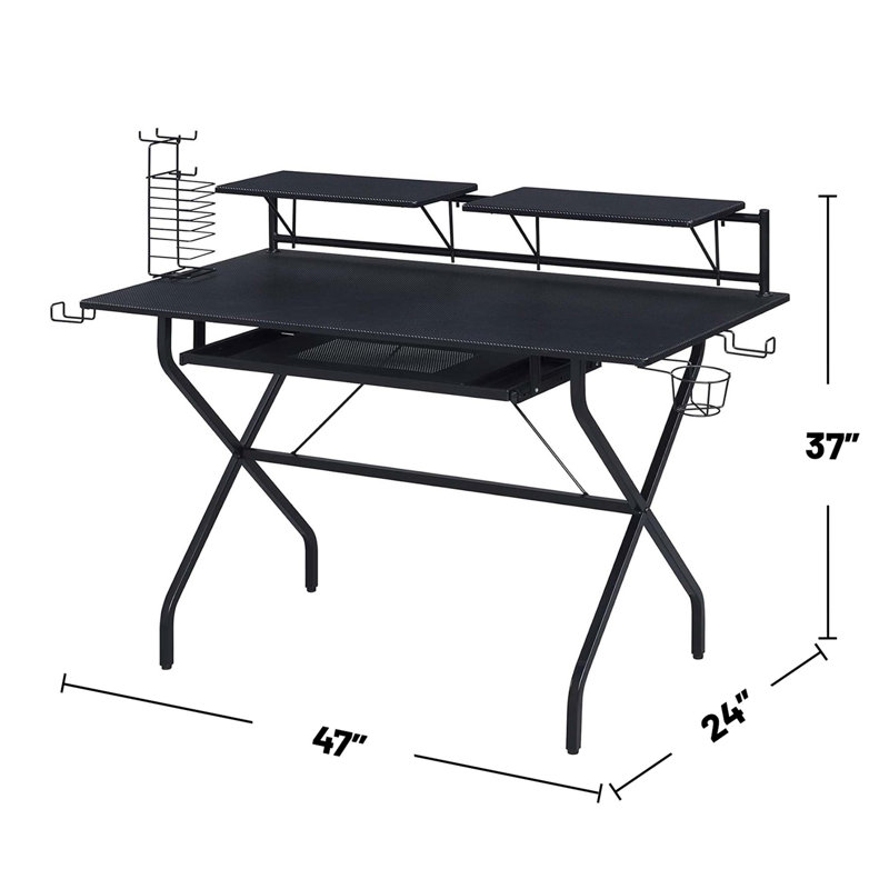Bureau d'ordinateur rectangulaire avec plateau pour clavier