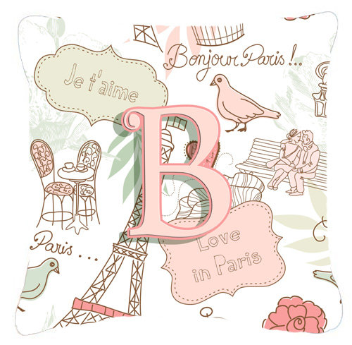Lettre Love in Paris intérieur/extérieur Throw Pillow, 18" H x 18" L x 5.5" D, B