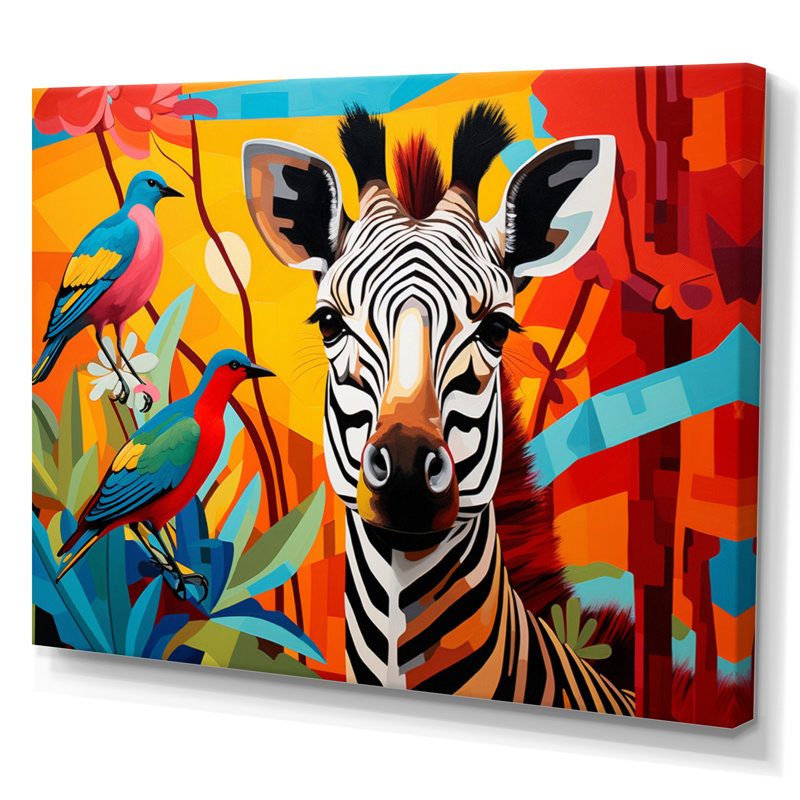 Pop Art, faune, zèbre, reproduction d'art sur toile, 30" H x 40" W, Toile tendue