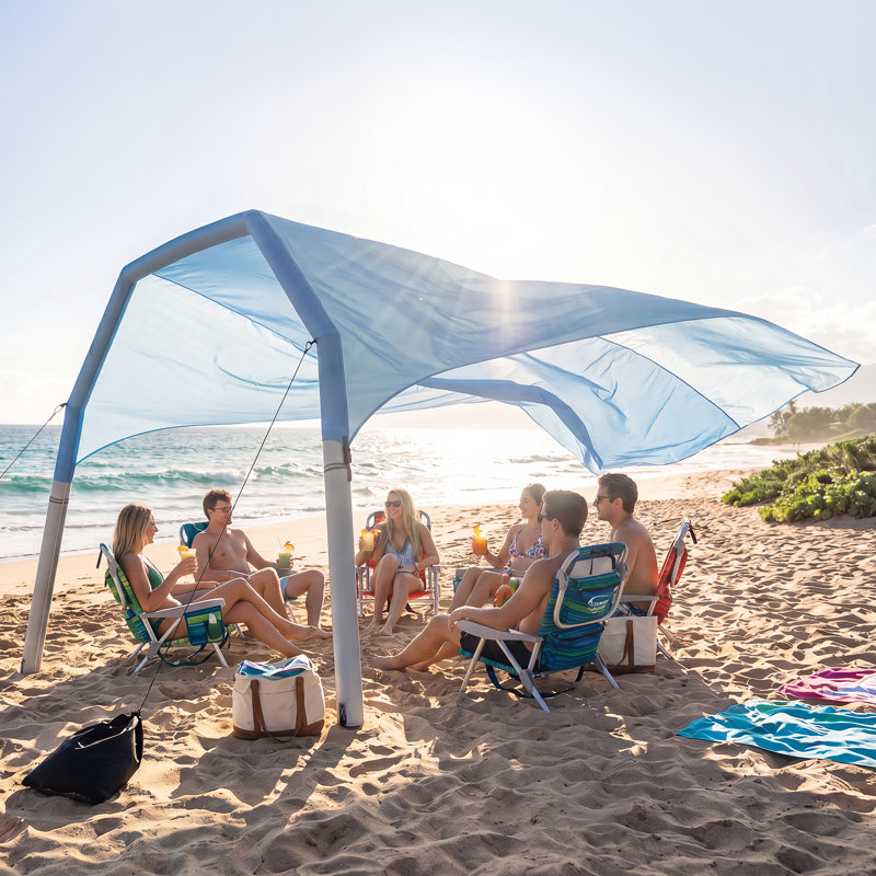 Abri de plage gonflable pour 4 à 8 personnes, grande tente de camping familiale avec protection UPF 50+, pompe et sac inclus
