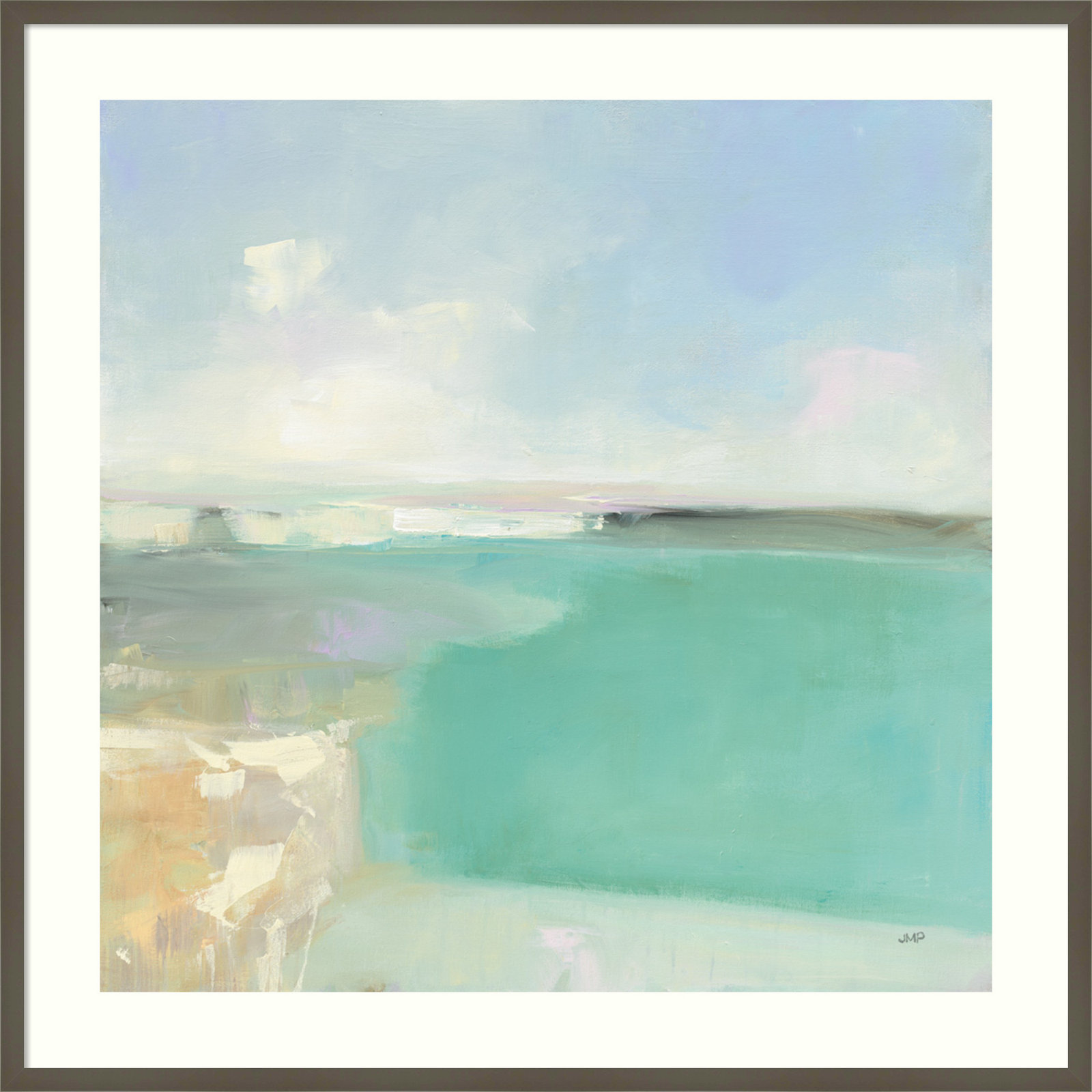 Summer Coastline by Julia Purinton, Gray Framed Paper, 19" H x 19" W