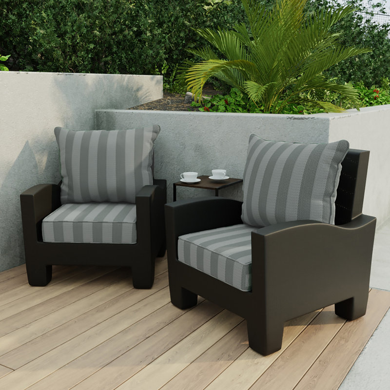 24" x 46.5" Bryann Outdoor Deep Seat Chair Cushion Set with Welt, Conway Smoke
