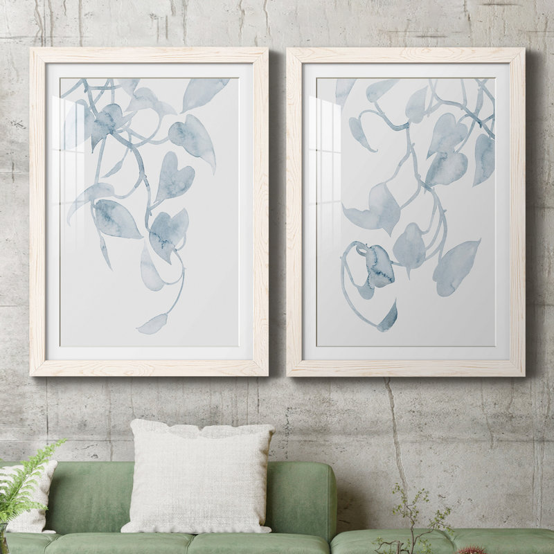 Pothos Penumbra I - ensemble de 2 peintures encadrées, H 31,5 po x l 47 po x P 1,5 po, Blanc