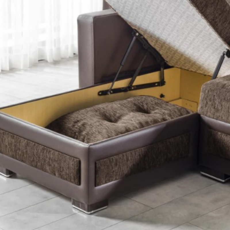 Canapé modulaire rembourré avec rangement Urbanedge, Chenille brun