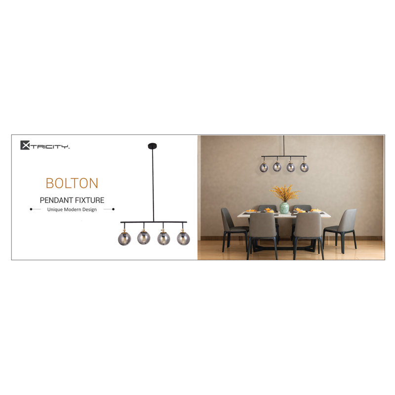 Luminaire suspendu pour îlot de cuisine 4 lumières Bradley