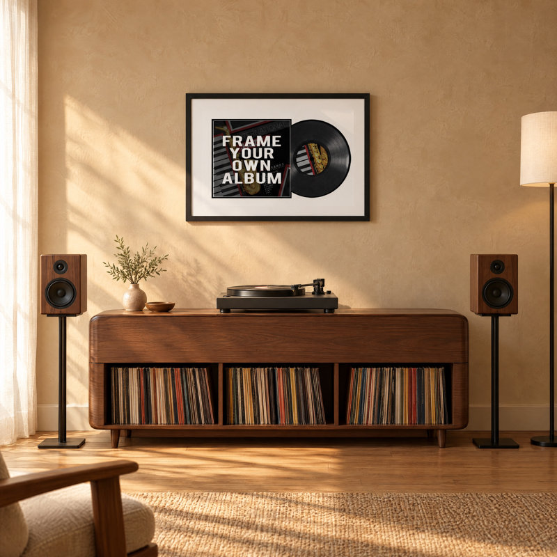 Cadre pour album vinyle sur fond noir, Noir