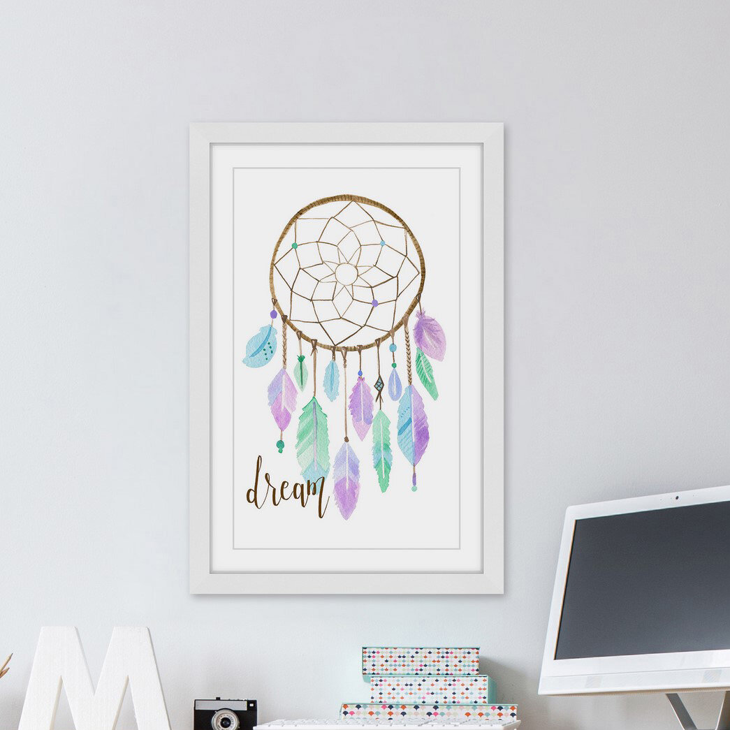 Marmont Hill Dreamcatcher by Molly Rosner Framed Painting Print, White