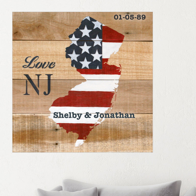 Décalcomanie murale personnalisée new jersey love, H 24 po x l 24 po, Oui