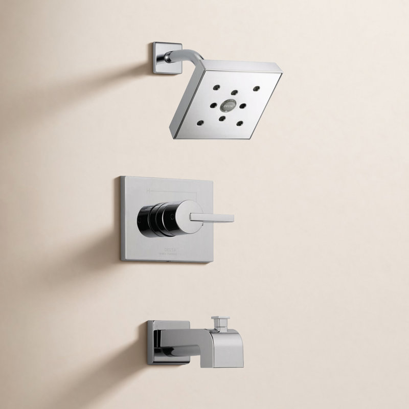 Vero Diverter Tub and Shower Faucet Trim with Lever Handle and Monitor, Chrome