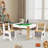 Wooden Kids Play Table And 2 Chairs Set With 7 Storage Compartments