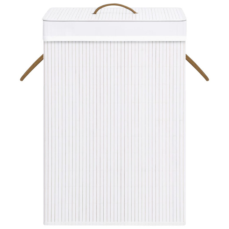 Bamboo Laundry Basket, White, Small (60 cm x 40 cm x 30 cm)