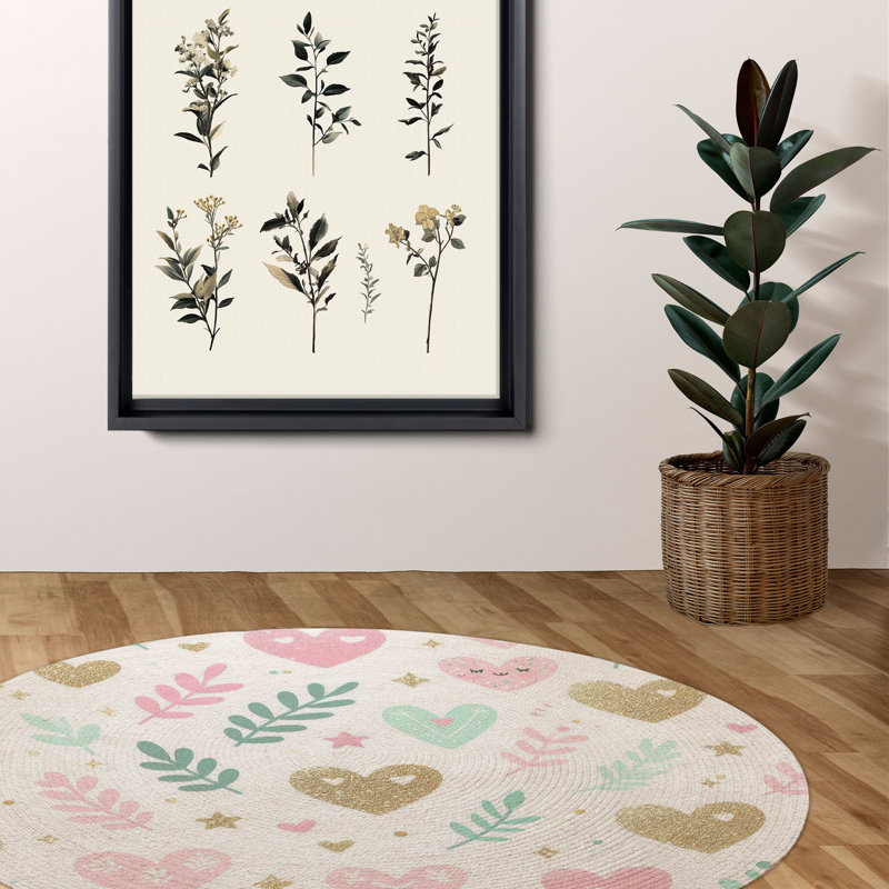 Tapis tressé Adorable Love, Rond 5 pi