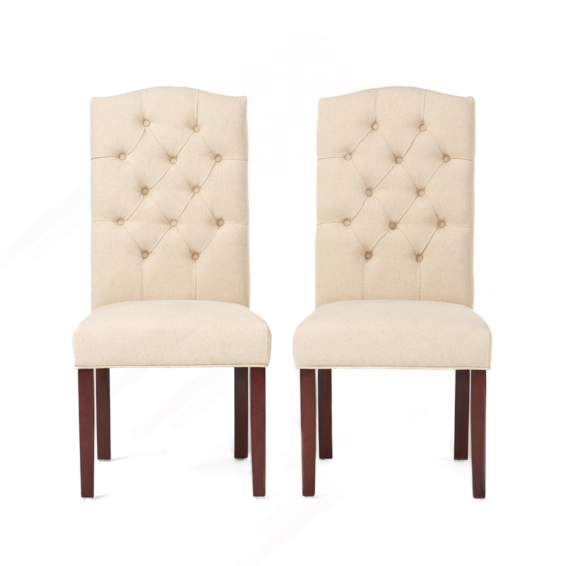 Ethylene Tufted Parsons Chair, Linen Ivory, Brown