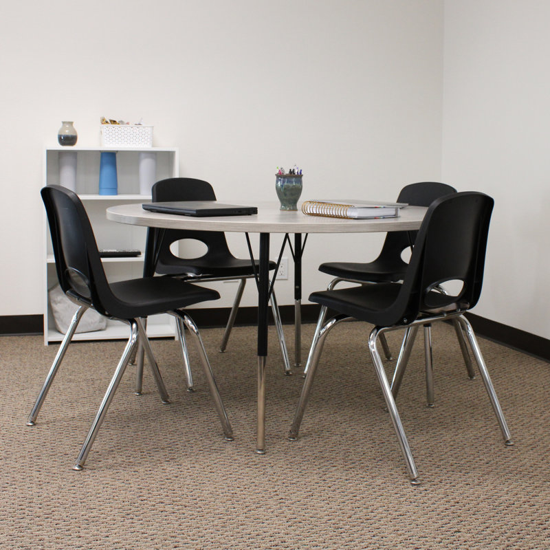 Table d'activité avec pieds réglables La Madera, H 31,5 po x L 60 po x l 60 po, Bois gris clair / noir