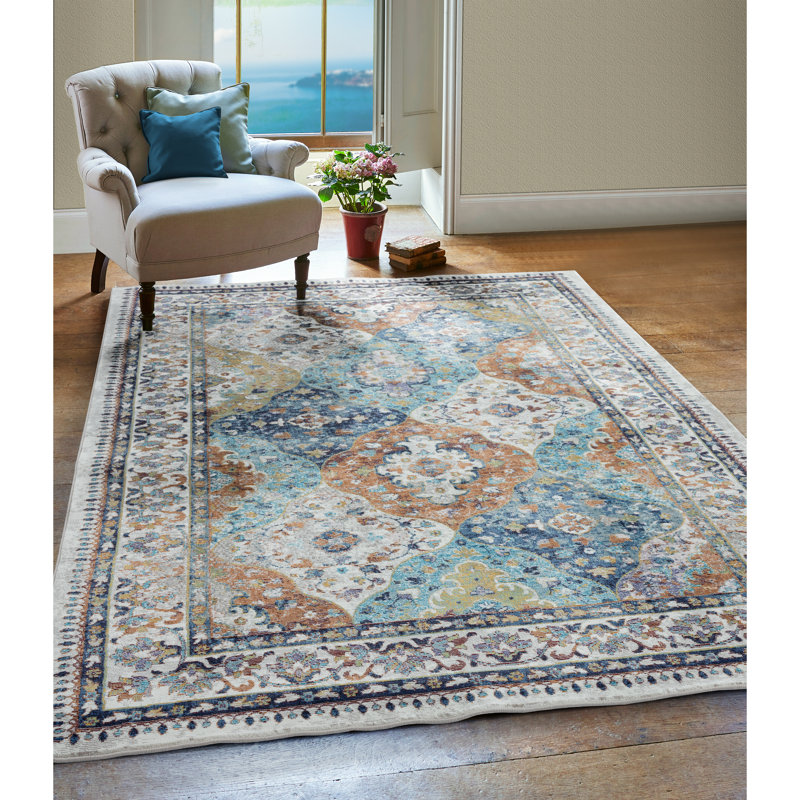Tapis gris / bleu marine Glen Ellyn, Rectangle 8 pi 9 po x 11 pi 9 po