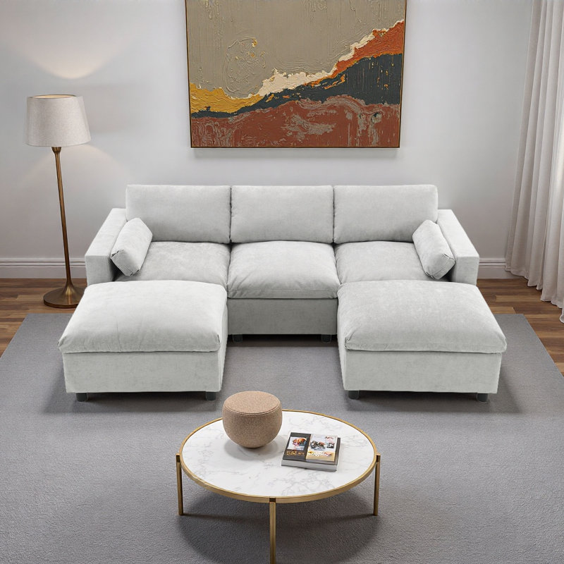 Canapé modulaire Chenille, Chenille gris moyen
