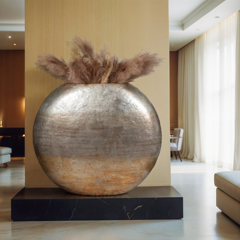 Emilin 63" Oversized Round Metallic Ombre Vase, Multi, 57" H x 63" W x 16" D