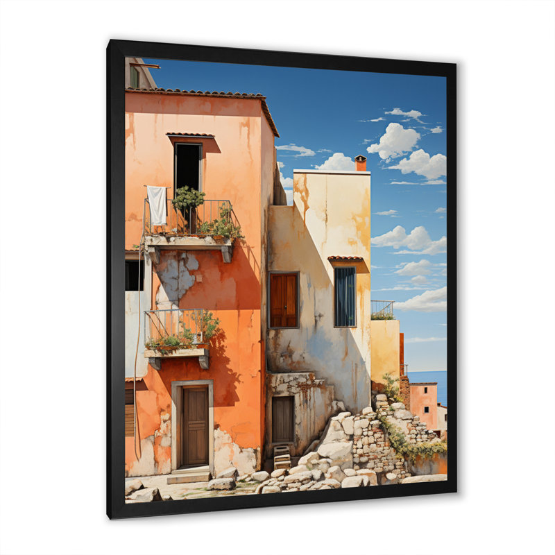 Zulte Italie tons terre cuite Fontanas, H 44 po x l 34 po x P 1,5 po, Cadre photo noir
