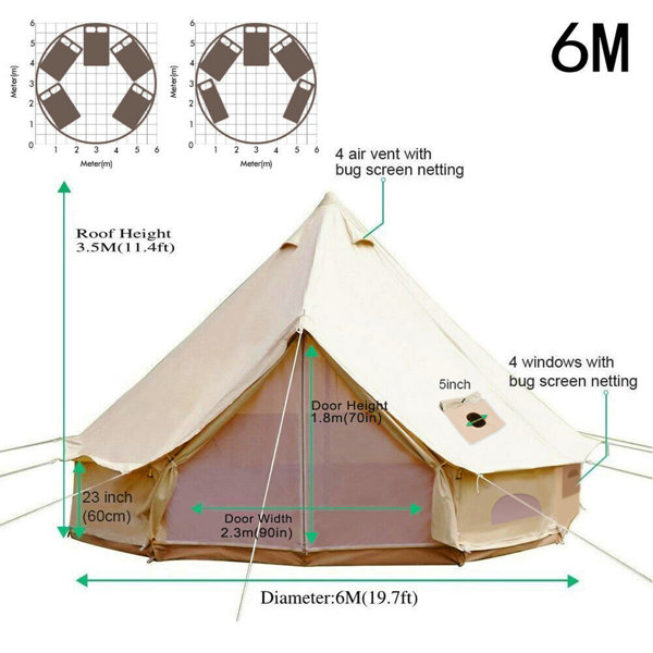 VEVOR 12-Person Waterproof Canvas Bell Tent 19 ft. in Dia. 100% Cotton  Canvas Yurt Tent House with Stove u0026 Reviews - Wayfair Canada