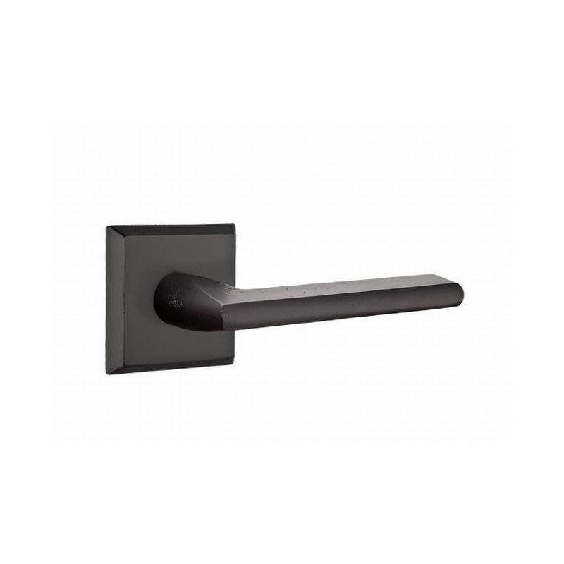 Lariat Flat Privacy (Bed & Bath) Door Lever with Square Rosette, Right, Medium Bronze