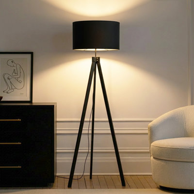 Eden 58 in. Traditional 3-Way Dimming LED Floor Lamp with Fabric Drum Shade