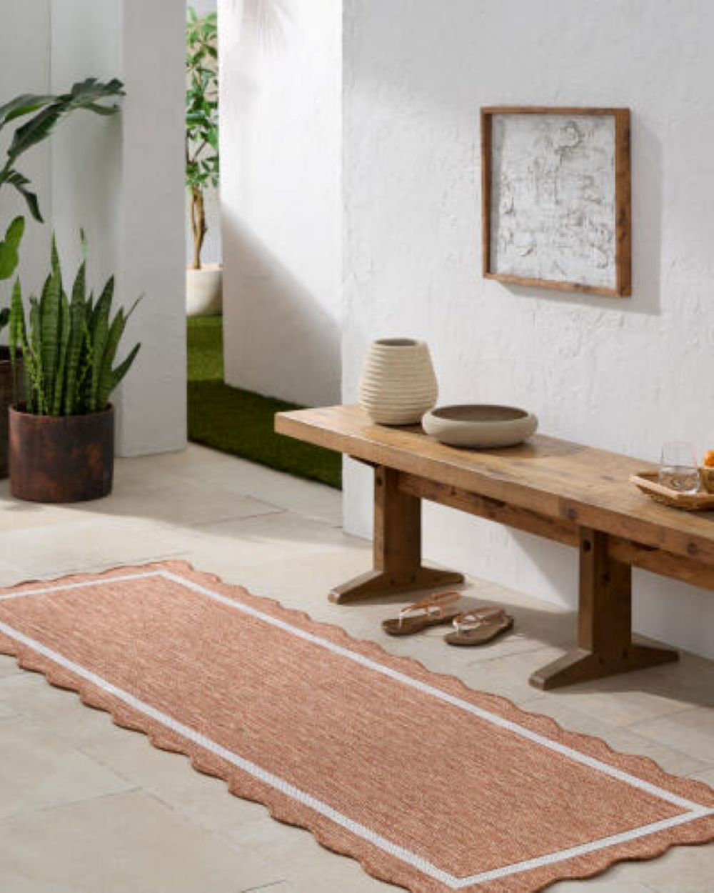 Skiles Geometric Outdoor Rug, Runner 2'7.5" x 7'2.6"