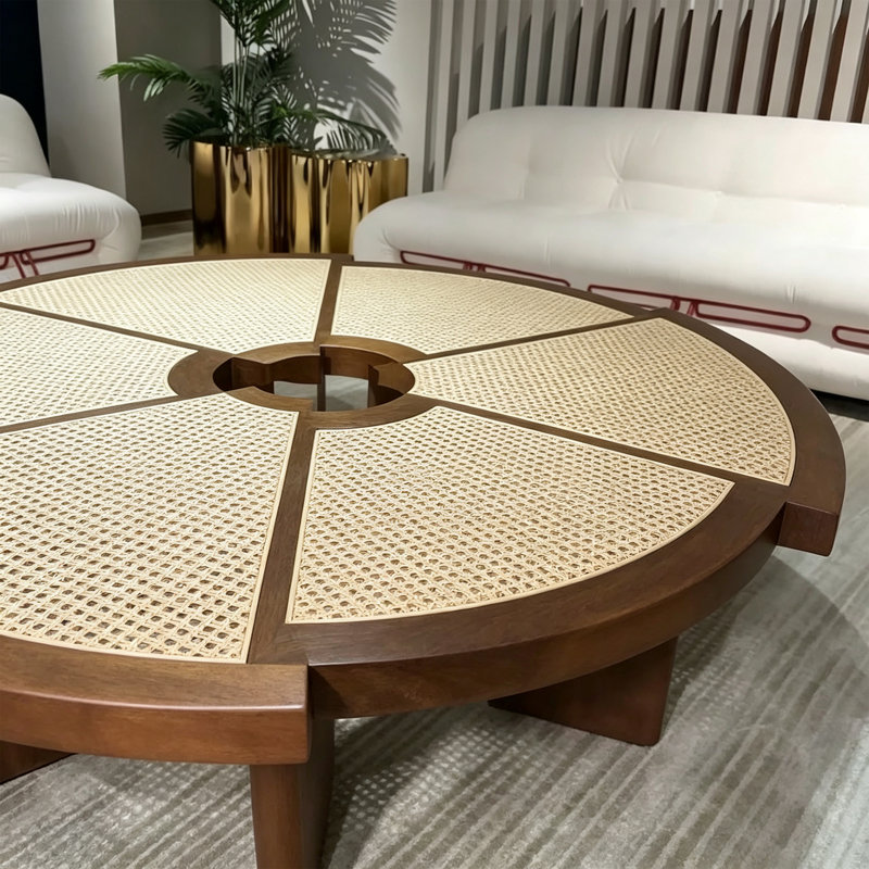Table basse en bois de style nordique., H 13,7 po x l 47,2 po x P 47,2 po
