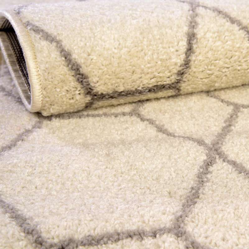 Tapis géométrique Debrodie, Tapis de couloir 2 pi x 9 pi, Ivoire ivoire