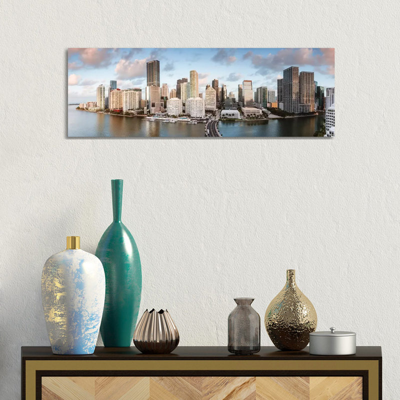 Miami Downtown At Sunrise by Matteo Colombo - Wrapped Canvas Panoramic Gallery-Wrapped Canvas Giclée
