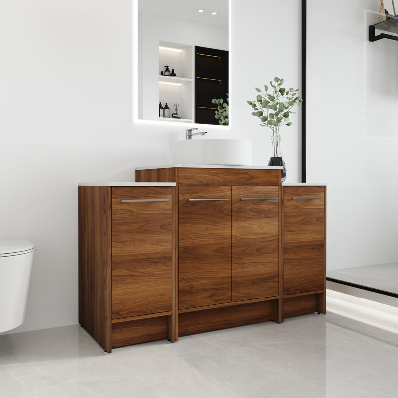  Ensemble de meuble-lavabo autoportant moderne en céramique avec 4 portes Tarnby