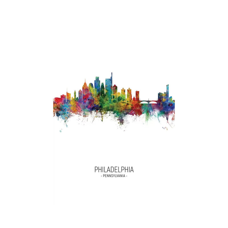 Philadelphia Skyline Portrait by Michael Tompsett - Wrapped Canvas Print, 66.04 cm H x 45.72 cm W x 3.175 cm D