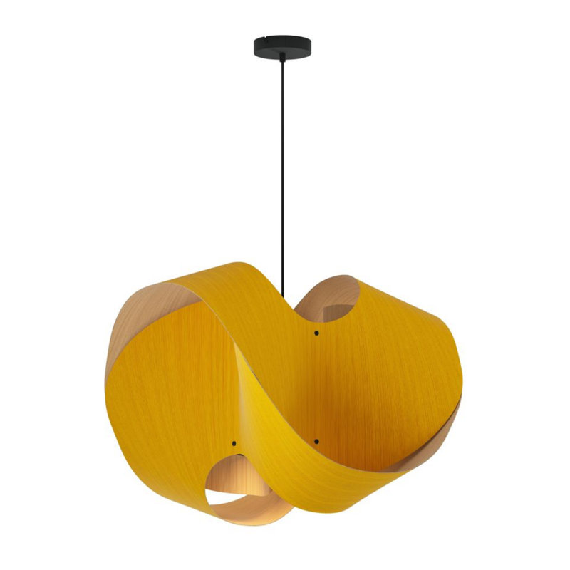 Luminaire suspendu Elvira 70 - jaune, H 20,5 po x l 27,5 po x P 27,5 po, Jaune / frêne