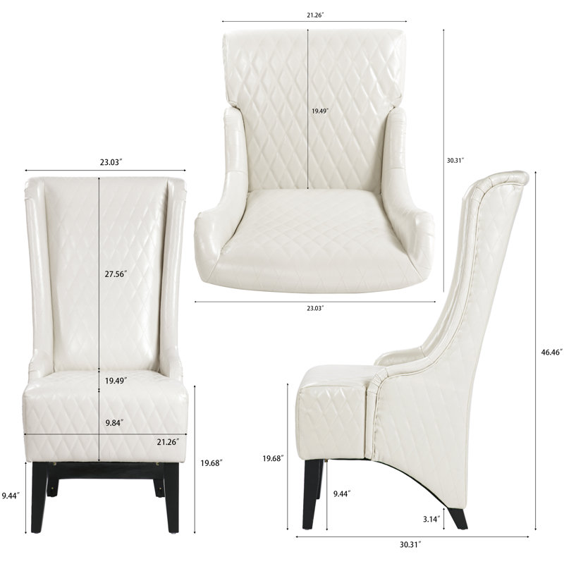 Rivah Upholstered Wingback Chair, White Faux Leather, 2