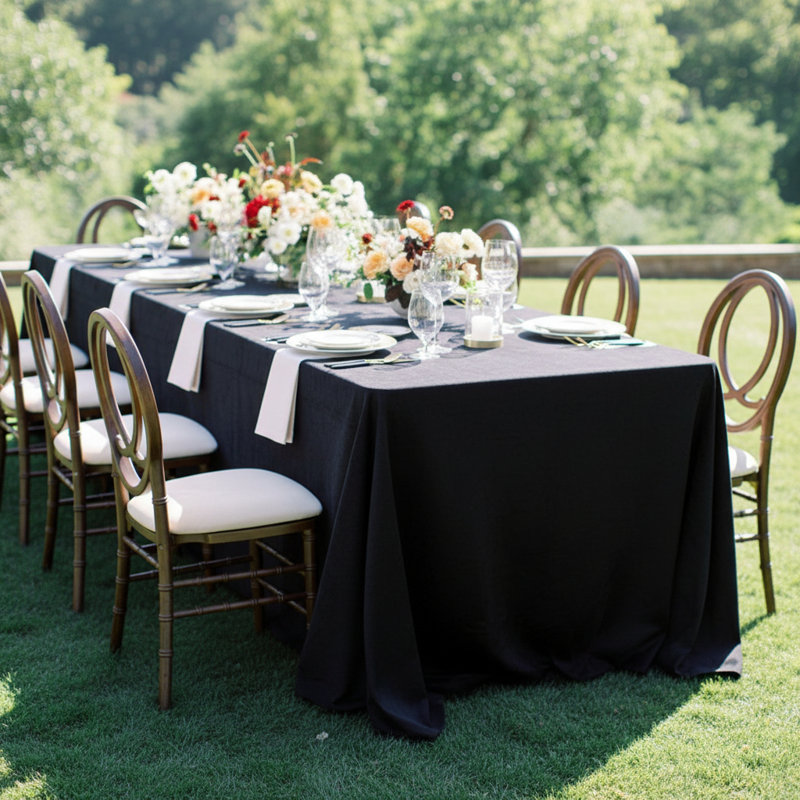 4 Pack Black Polyester Rectangle Table Cloth for 60 x 84 Inch