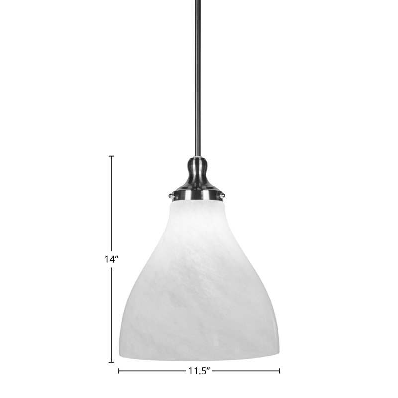Elraine Stem Hung Pendant Glass, Brushed Nickel, White Marble, 14" H x 11.5" W x 11.5" D