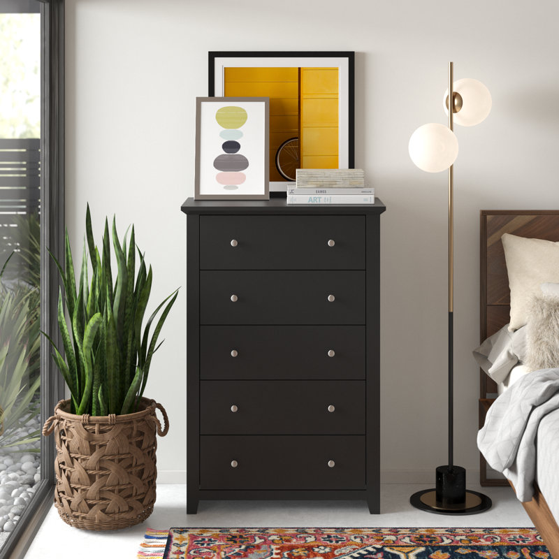 Tevrat 5 Drawers 31.1" W Dresser, Black