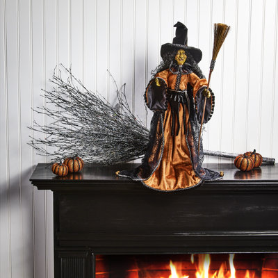 24" Resin With Fabric Haunted Witch
