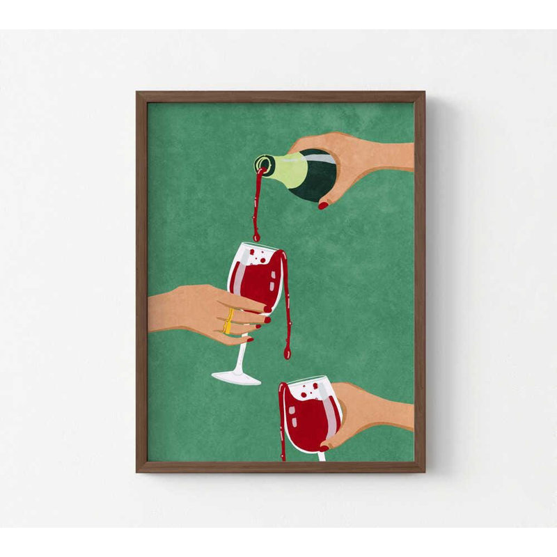 Vin rouge - art mural moderne pour la cuisine ou le bar, Brun, Impression encadrée sans passe-partout, H 24 po x l 18 po
