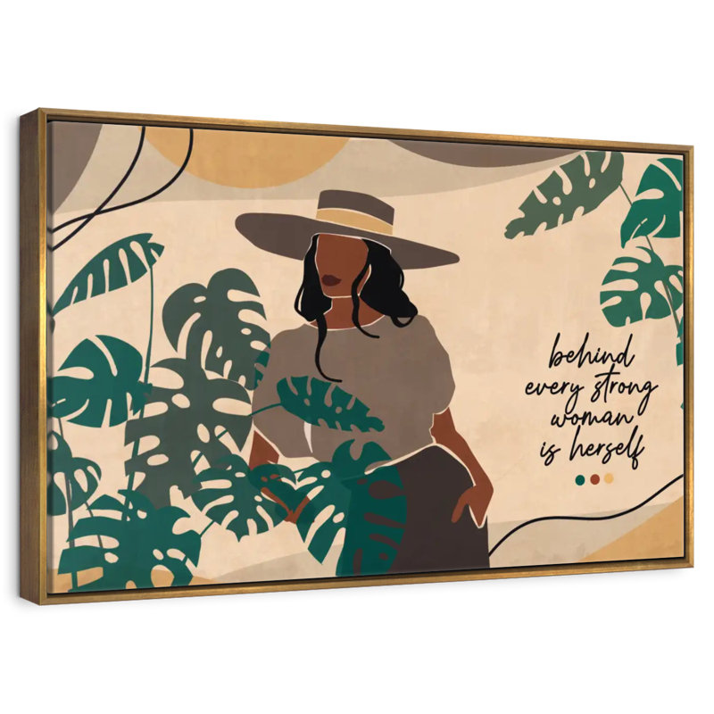 Derrière chaque femme forte I, Cadre flottant doré, 40 po x 27 po