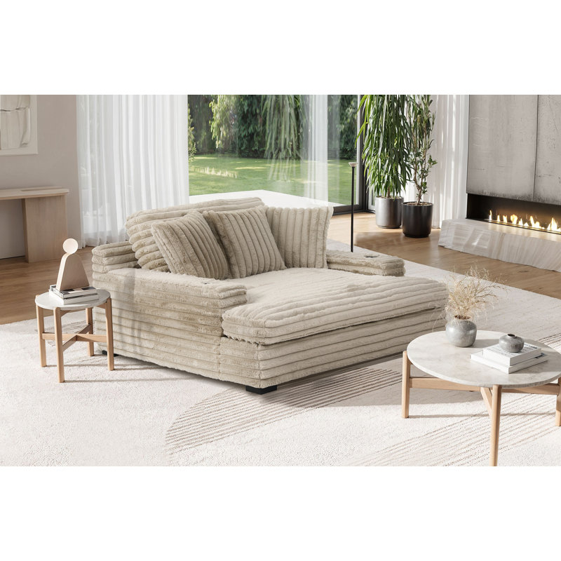 Chaise avec accoudoirs en velours côtelé
