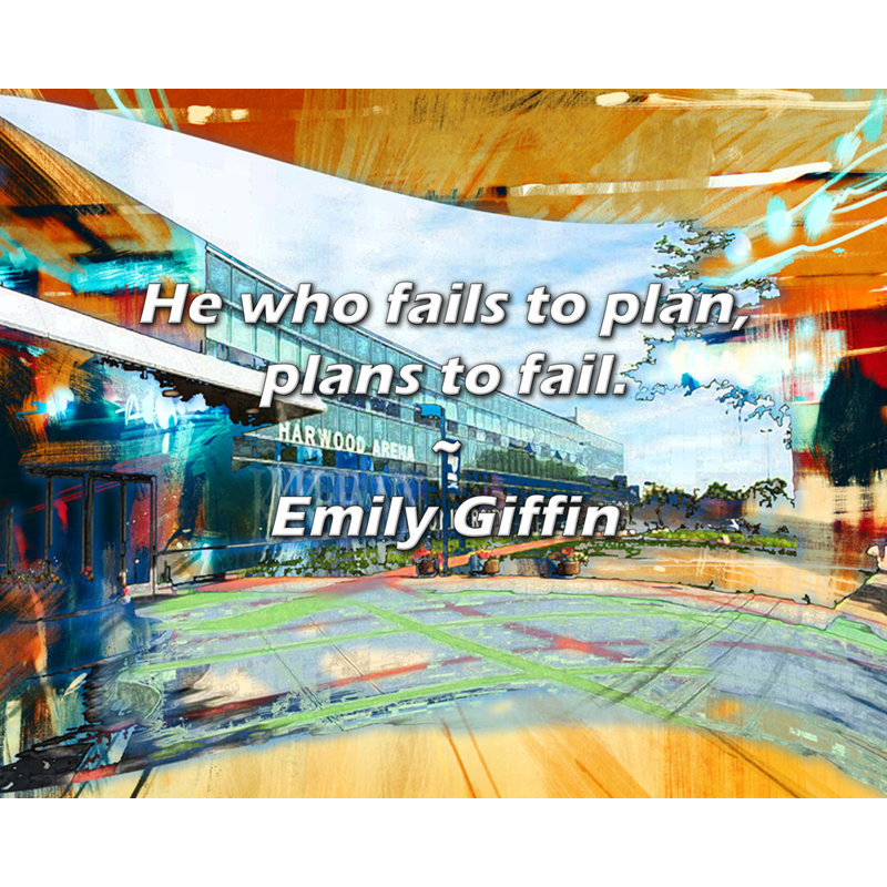 Citation artistique «Celui qui ne planifie pas, projette d'échouer». Toile tendue par Emily Giffin, H 33 po x l 48 po